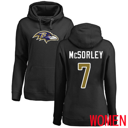 Baltimore Ravens Black Women Trace McSorley Name and Number Logo NFL Football #7 Pullover Hoodie Sweatshirt->women nfl jersey->Women Jersey
